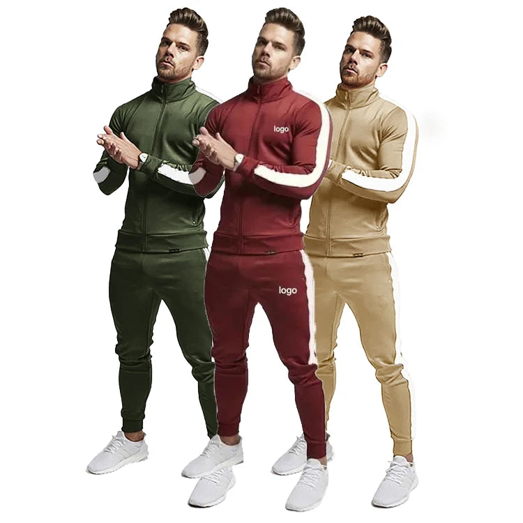 Custom Fitness Clothing Two Pieces Zipper Training&Jogging Wear Men Hombre Chandal