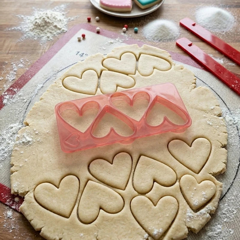 Plastic Multi Heart Biscuit Fondant Dough Cookie Mold Tool Valentine's Day Cookie Cutter