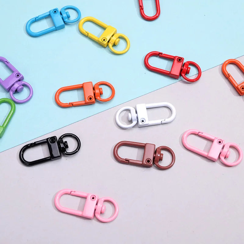 Cute Colored Stainless Steel Lightweight Carabiner Keychain Accessories Creative DIY Rotary Spring Buckle for Accessory Bag