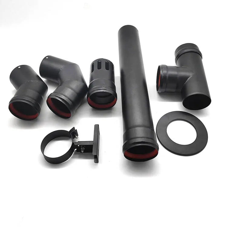 80mm Flue Pipe Kit in Black Wood Pellet Stove Pipe