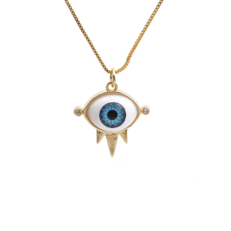 Hot Selling Turkey 3D Devil's Eye Pendant Necklace Simple Brass Crystal Eyes Necklace for Women Men