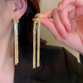New Fashion Personality Cold Wind Brass Plated 24k Gold Plated Knotted Long Tassel Earrings Women