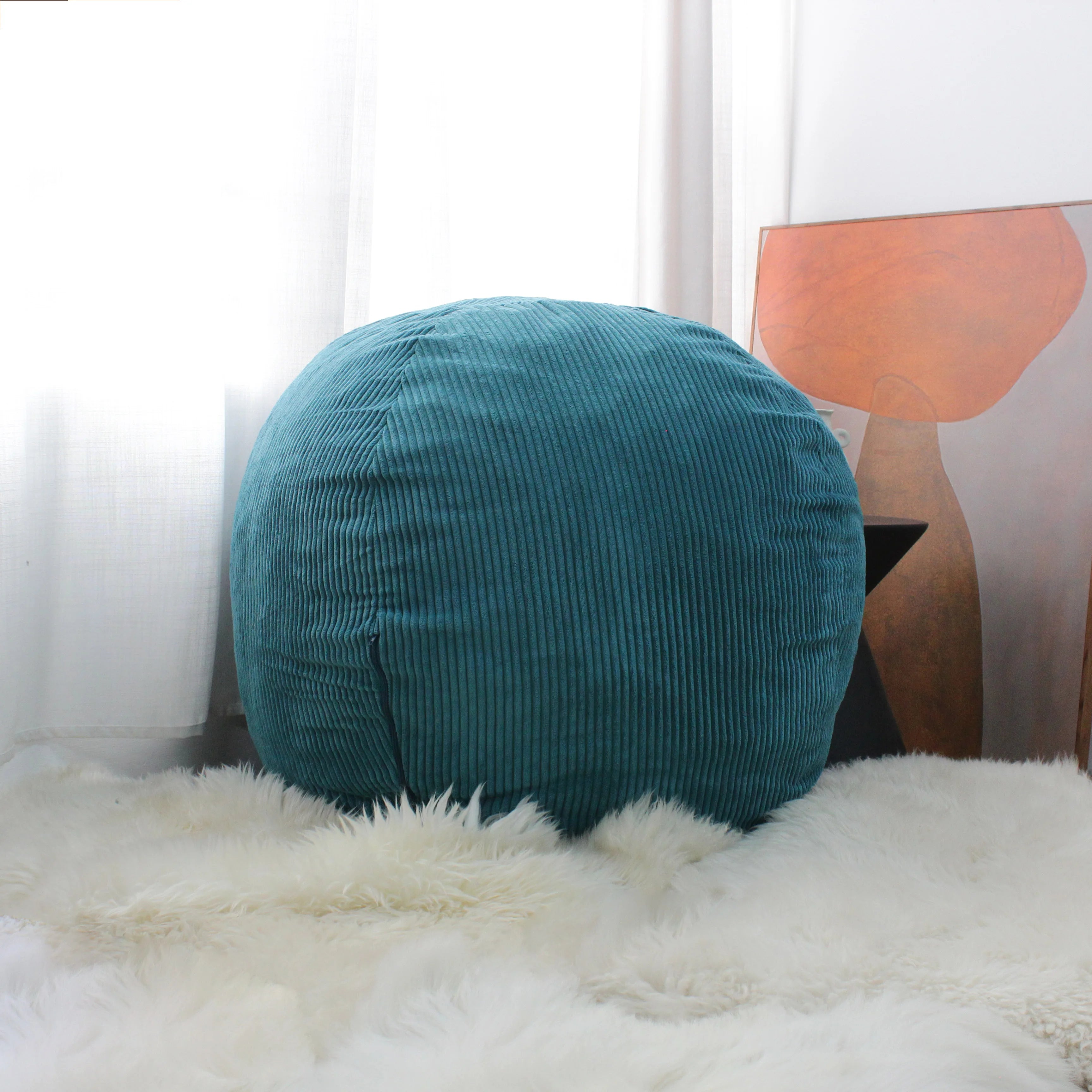 Promotion Custom Bean Bag Lazy Sofa Velvet Crushed Foam Filled Living Room Bedroom Comfort Reading Play Giant Foam Sofa