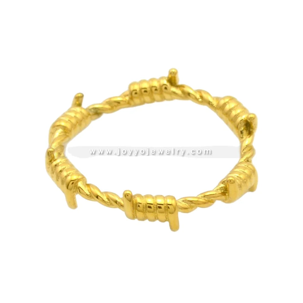 Fine Jewelry Stainless Steel Women Rings Small Size Rope Shape Trendy Ins Women 9ct Gold Ring