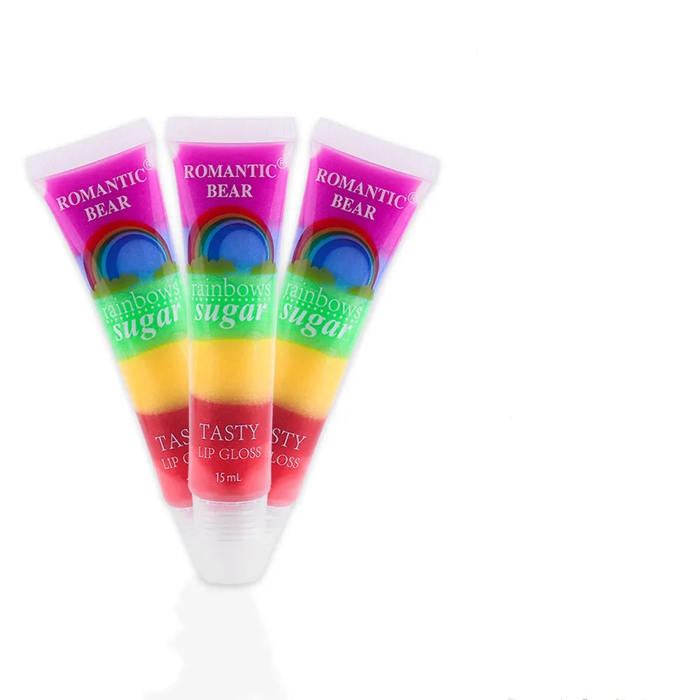 Romantic Bear 15ml rainbow Multiple Colors Shiny Glossy Lipgloss Lip Glaze Long Lasting Moisturizing Plumping Lip Gloss