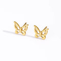 Fashion Hot Selling18k Gold Plated Stainless Steel Stud Earrings Hypoallergenic Exquisite Butterfly Earrings for Kids