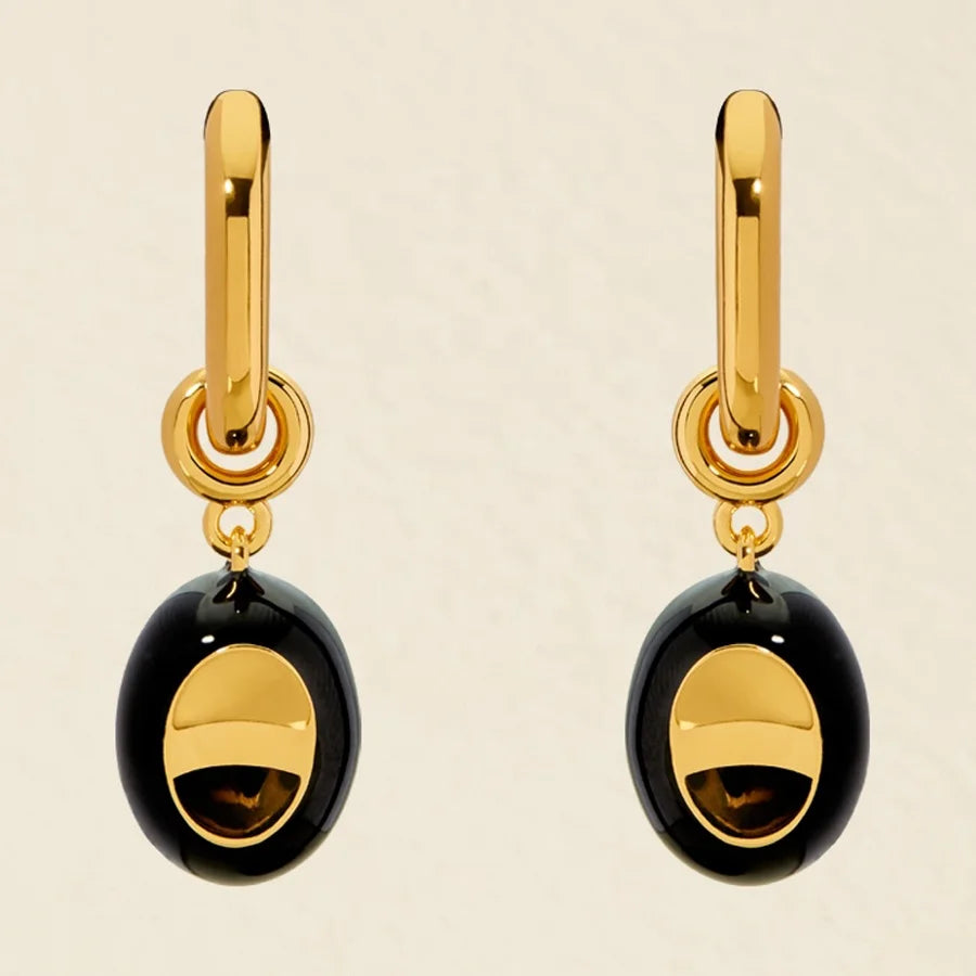 Brass Plated Vintage Metal Colored Enamel Bean Pendant Earrings for Women Gift Jewelry Custom Design