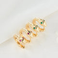 Brass 14K Gold Plated Green and Red Zircon Hoop Earrings Fashion Snake Pattern Jewelry Huggie Earring Supplier