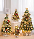 Desktop DIY Decoration PVC Mini Artificial Green Christmas Tree Gift Set