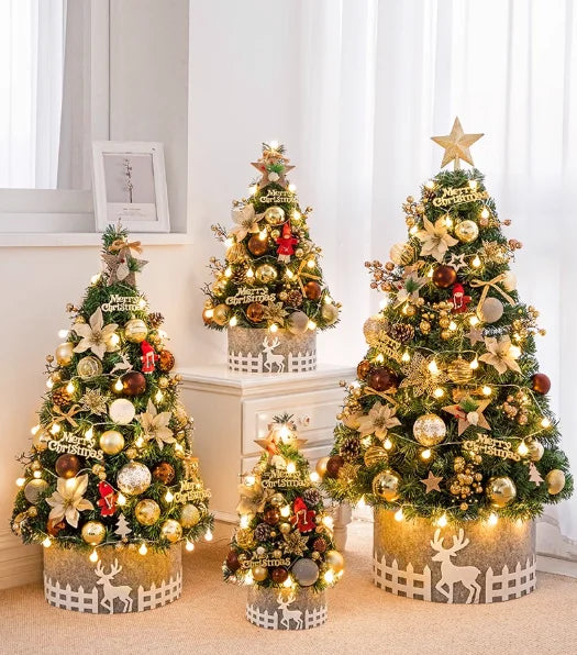 Desktop DIY Decoration PVC Mini Artificial Green Christmas Tree Gift Set