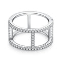 New Trendy Hip Pop White Gold Plated 925 Sterling Silver D Color Vvs 1.2mm Double Layer Moissanite Ring Fine Jewelry for Women