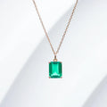 Hot Sale Emerald Cut Jewelry Lab Grown Columbia Emerald Color Gemstone Prongs Necklace