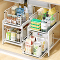 OWNSWING 2 Tier Slide Box Steel Under Sink Storage Rack Kitchens Storage Organizer Under Sink Organizers