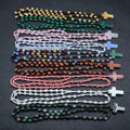 Rosary Beads Religious Supplies Crystal Agate Semi-precious Stone Agate Cross Rosary Christian Necklace