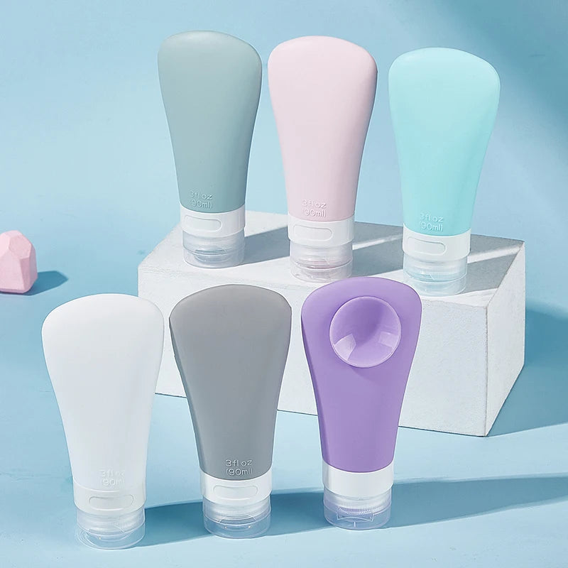 60ml Silicone Reusable Travel Cosmetic Toiletry Bottle Leak-Proof Split Shampoo Shower Bottle Bathroom Sets