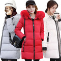 AIMINYZ Trendy Winter Puffer Overcoat New Elegant Design Customized Woman Full Collar Hooded Fitted Coats Print Waterproof