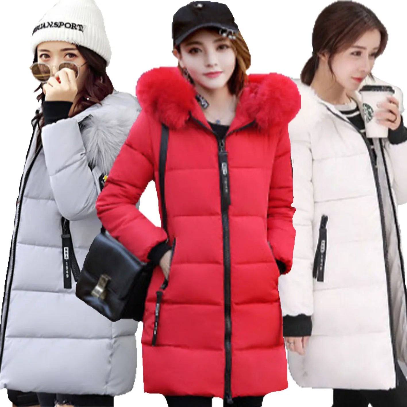 AIMINYZ Trendy Winter Puffer Overcoat New Elegant Design Customized Woman Full Collar Hooded Fitted Coats Print Waterproof