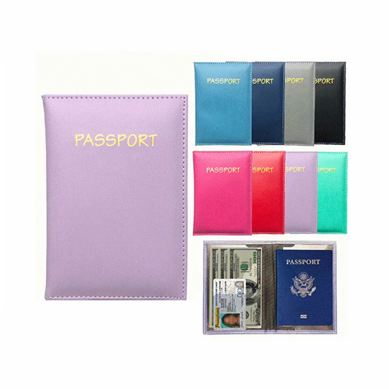Premium Personalized Multi-functions PU Leather Water Resistant Light Credit Card Name ID Cardholder Dust Proof Passport Cover
