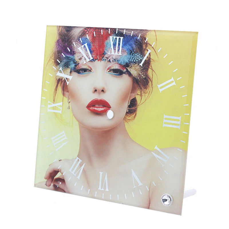 Photo Frame Wall Clock Home Decoration BL-26 Sublimation Blank Glass with Clock for Promotion & Decoration Round Shape Glass