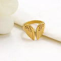 Premium Texture Heart Wing Stainless Steel Cuff Ring Women Chic Gold 18k Plated Finger Accessories Low MOQ