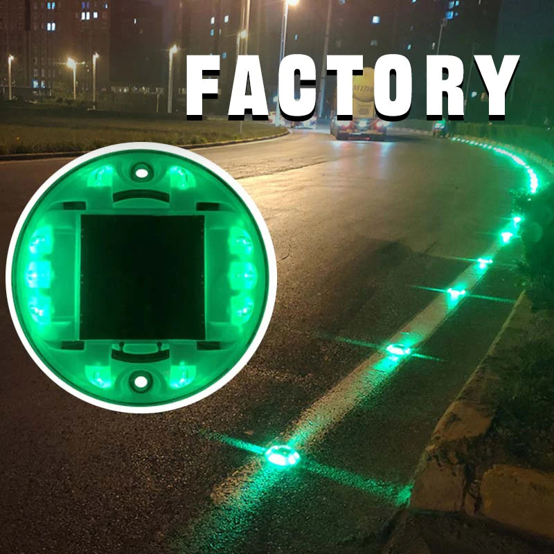 Round Solar Road Stud PC Plastic Flashing Cat Eye Blinking Pavement Marker LED Traffic Light Waterproof Reflective