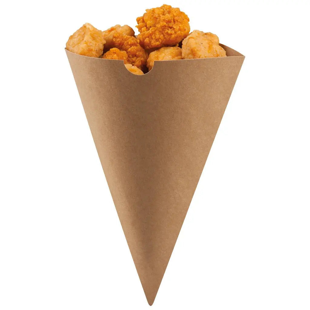 Customizable Disposable Bio-Degradable Food Grade Craft Paper Cone for Potato Chips Candy Pizza-Custom Logo Printed Various
