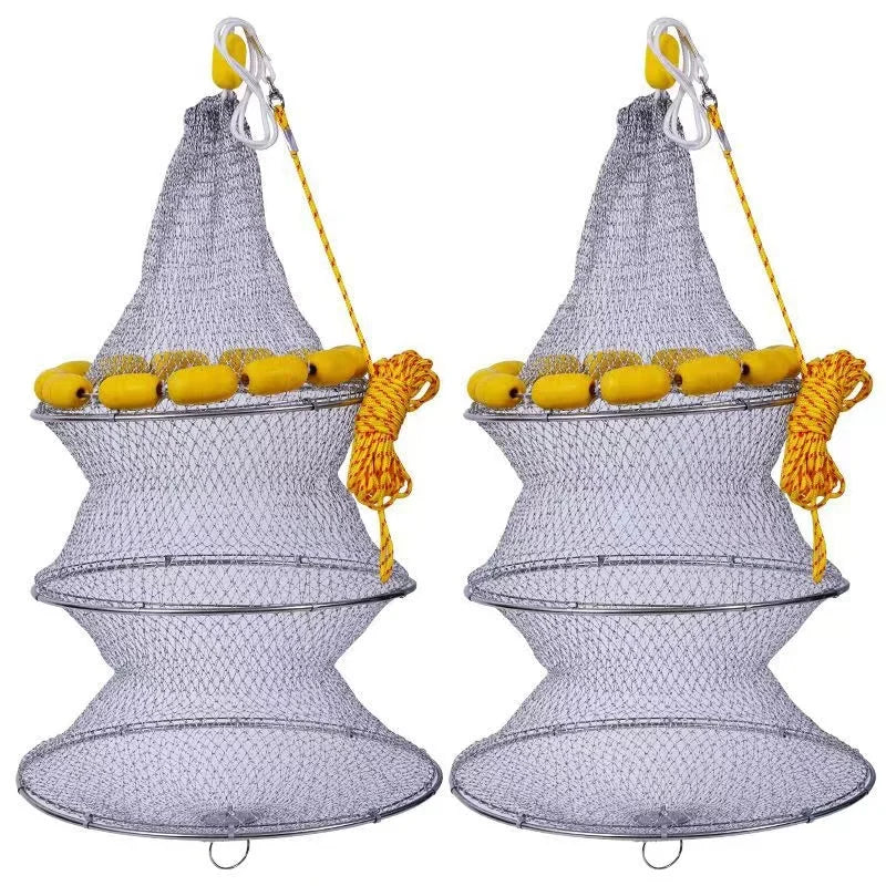 Designed with Strong Spring Wire Frames the Net Is Divided Into 3 Layers Light Weight Fishing Keep Net