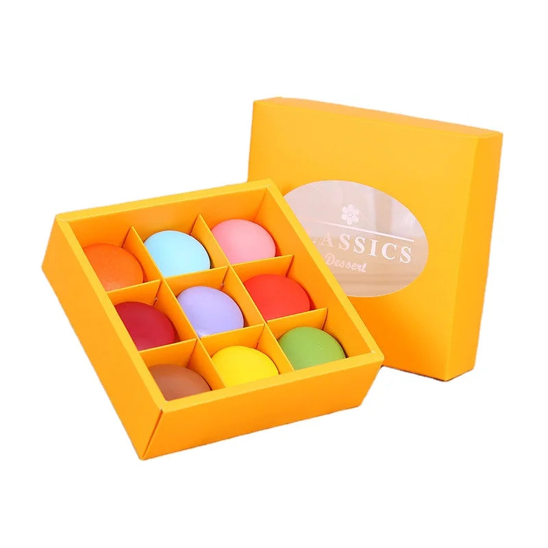 Custom Rectangle Printing Macron Chocolate Gift Packaging Box With PVC Windows Wholesale Food Grade Paper Boxes