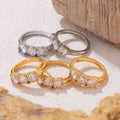 Wholesale Retro Geometric Micro Diamond Ring Chic 18K Gold Titanium Plated Stainless Steel Joyas De Acero Inoxidable Al Por