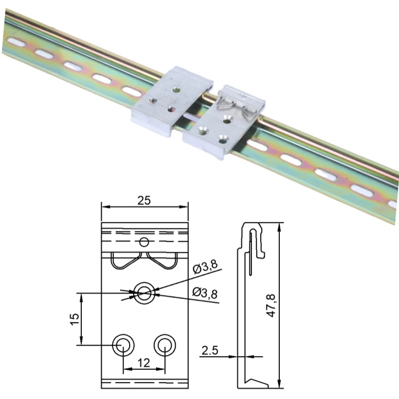 C35 C45 Snap Hook Rail Mounting Clip Aluminum Alloy DIN Guide Rail Buckle with Slideway Clasp Bracket