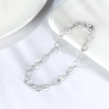 RINNTIN SB99 Wholesale Rhodium Plated 925 Sterling Silver 5mm Heart Bracelet Rolo Love Hearts Link Chain Bangles Woman