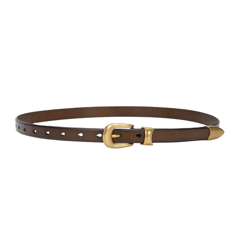 Wholesale Custom Personalized Black Fashion Dresses Jeans Designer Plate Buckle Split Genuine Leather  Belt for Women