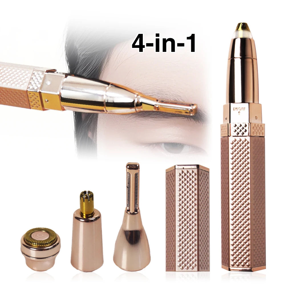 4 in 1 Women Hair Trimmer Set Trimming Face Eyebrow Nose Ear Lip Body Hair Rechargeable Painless Bikini Trimmer for Women