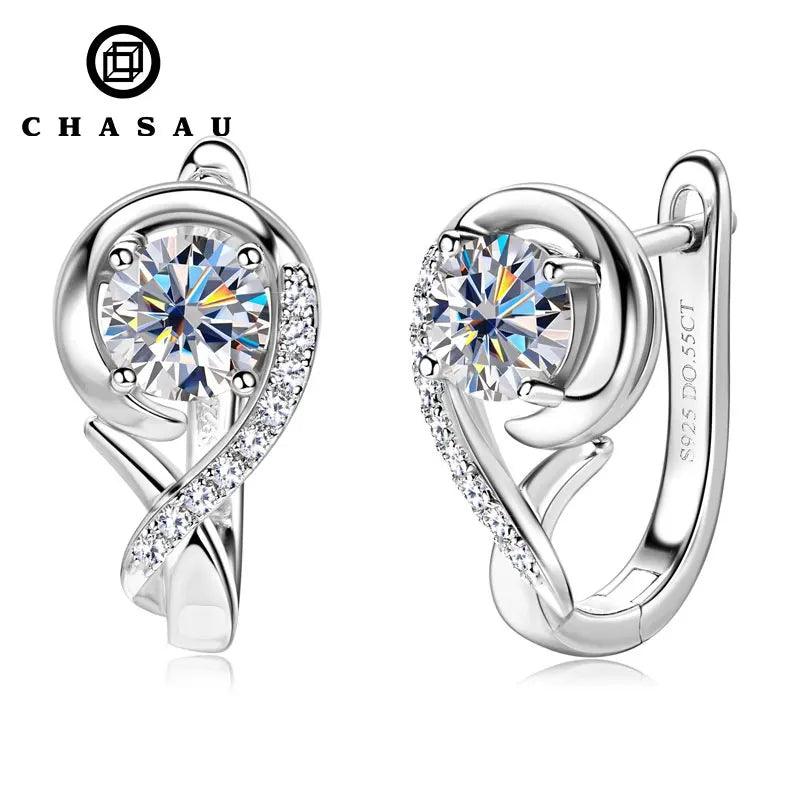 Fine Jewelry 14k Gold Plated 925 Sterling Silver 5mm&1mm All VVS1 Moissanite Infinity Hoop Earrings for Women Girls