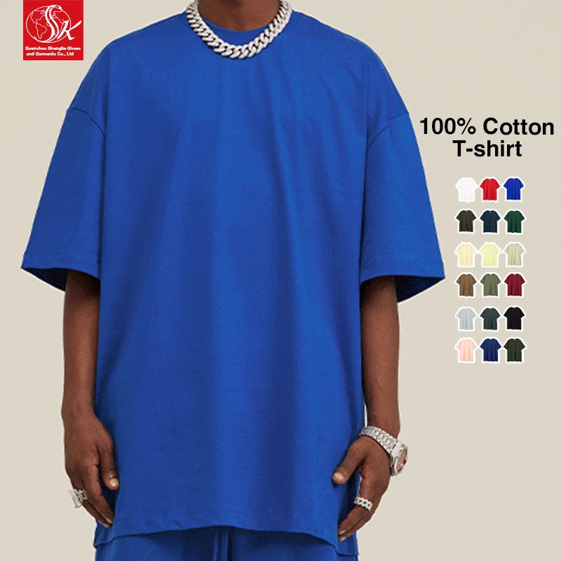 SK 260g Unisex Fashion Oversized Dropped-Shoulder T-shirt Crewneck Short-Sleeve Custom Printed Foam Embroidery MegaBDM