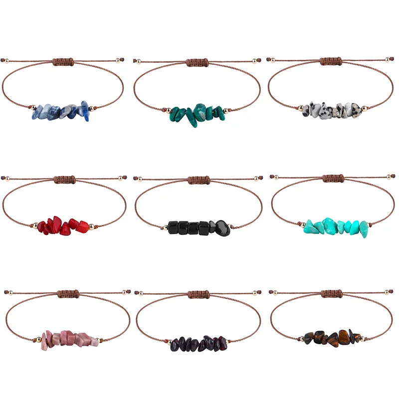 Adjustable Handmade Healing Natural Gem Stone Chips Bracelet Jewelry Women