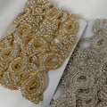 Custom DIY 4 cm Iron on Rhinestone Circle Trim for Wedding Dress