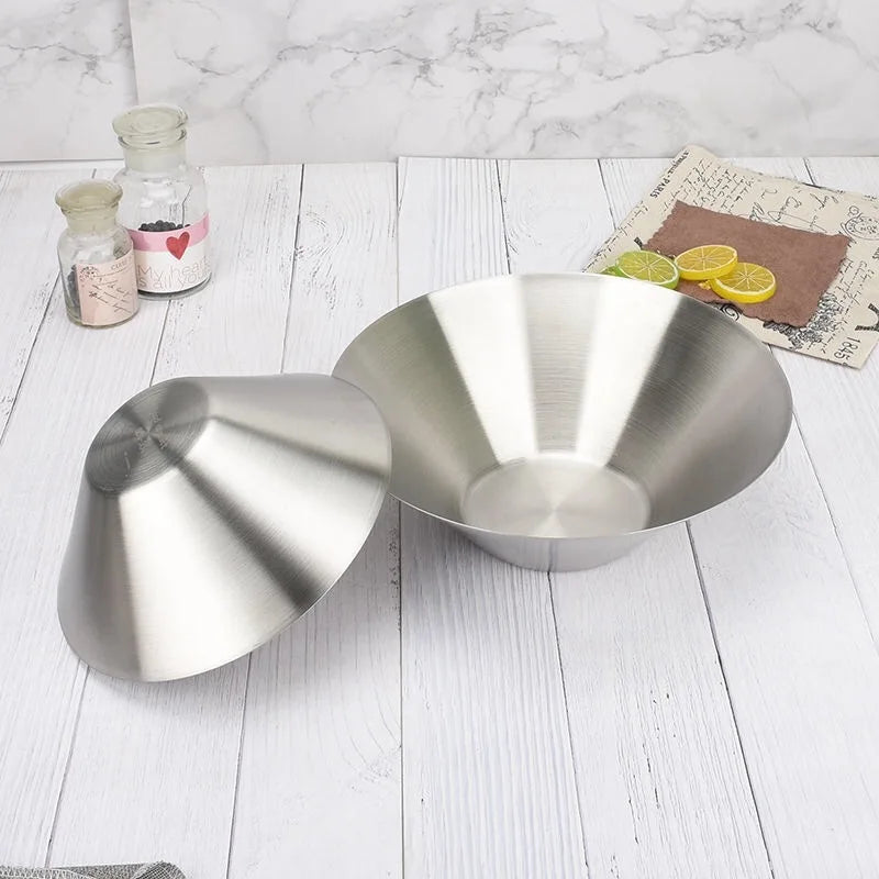 Korean Tableware Stainless Steel Ramen Bowl Korean Food Bibimbap Bowl  Fruit Basin V Shape Snack Basin Food Serving Bowl
