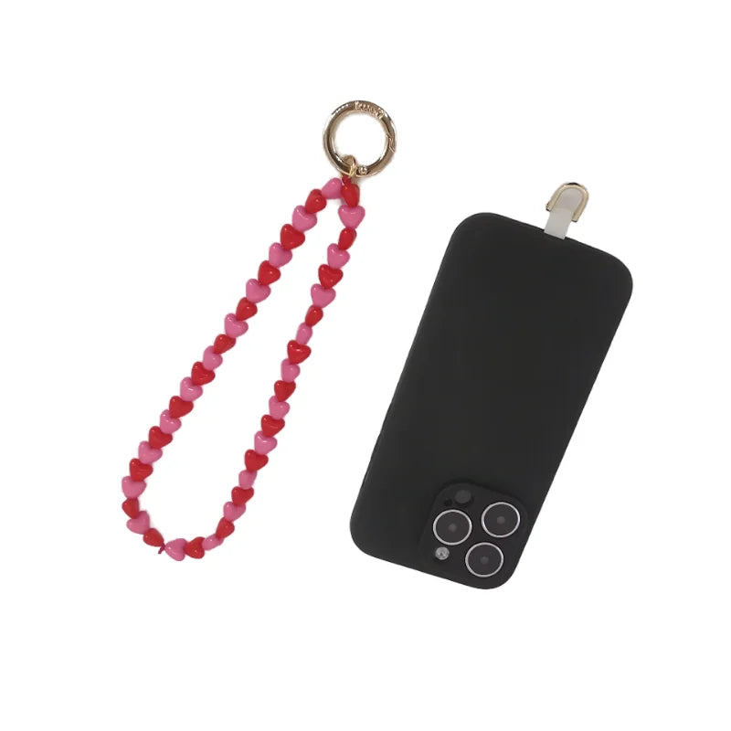 Mini pink and Red Heart Beads Chain for Phone case