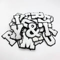 Wholesale Chenille Patches Ready to Ship White Symbol Letter Patches Iron on for Hoodie