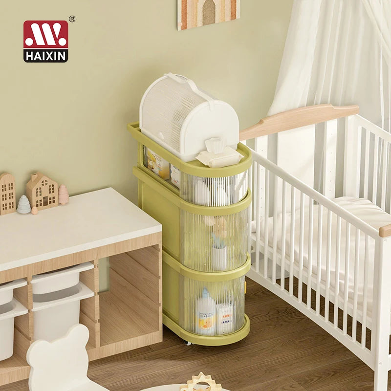 Haixin  Plastic 4/5 Layers  Multifunctional Folding Trolley Organizer Home Kitchen Bath Storage Organizer with Wheel