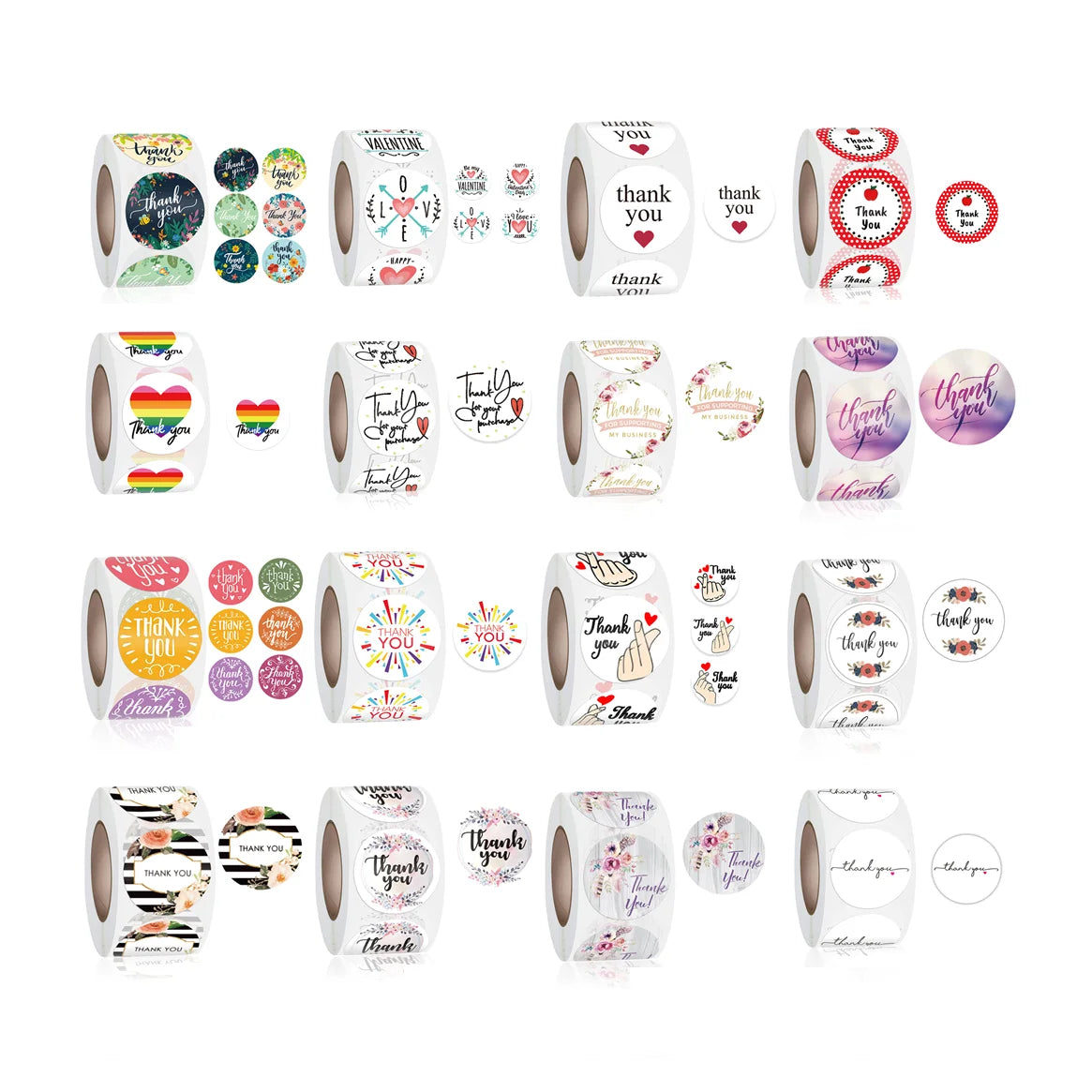 Custom Printed 500 Pcs 2.5cm 1 Inch Roll Self Adhesive Label Christmas Thank You Sticker for Supporting My Small Business