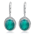 Abiding Oval Natural Green Agate Gemstone Drop Earrings Pure 925 Sterling Silver Jewelry Earrings
