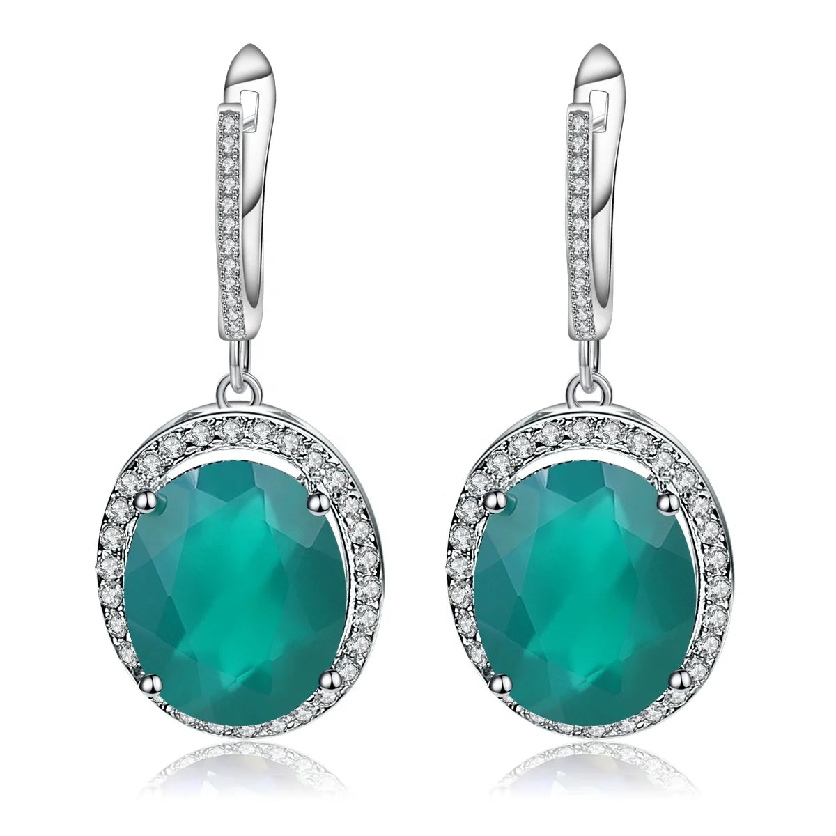 Abiding Oval Natural Green Agate Gemstone Drop Earrings Pure 925 Sterling Silver Jewelry Earrings