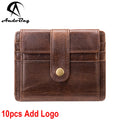 AndoBag Man Crad Holder Wallet Crazy Horse Leather Vintage Coin Purse Genuine Cowhide Male Buckle Wallets 1014