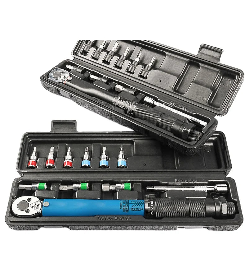 2025 New Style High Quality 11-piece 1/4'' 20-200lb.ft 2.26-22.6nm End Lock Torque Wrench Set Bike Maintenance Tool Kit