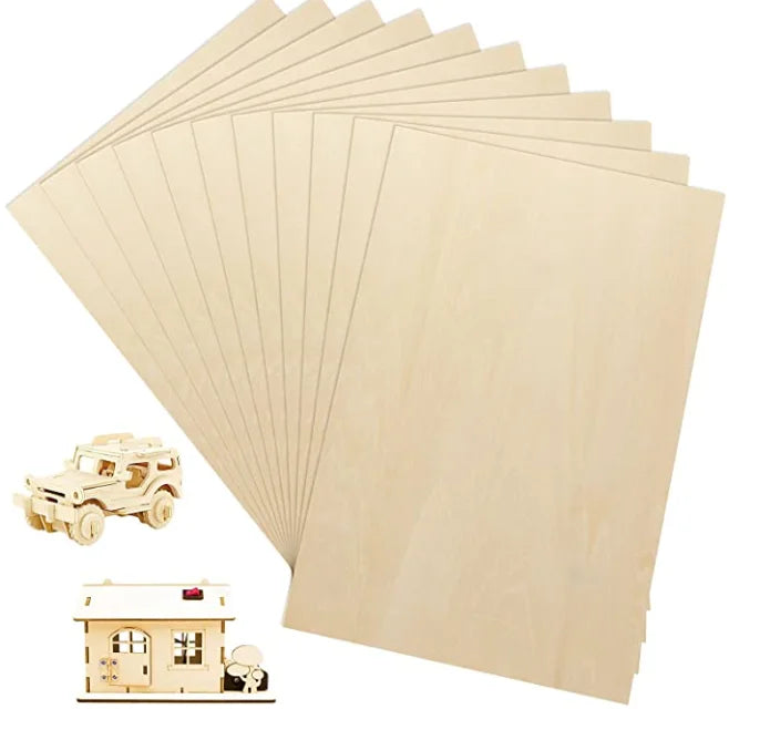 Tailai 12*8inch Basswood Wood Sheets Hobby Wood Plywood Board for DIY Crafts Blank Plywood Boards 3mm  Basswood Wood Sheets