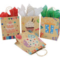 4 Different Design Kraft  Paper Happy Birthday Gift Bags Gift Paper Bags for Birthday Parties