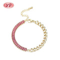 Fashion Pink Square Stitching Style Bracelets Women 18K Gold Friendship Bracelet Ladies With Jewelry