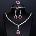2022 New Fashion Earring Necklace Ring Bracelet Zircon Wedding Jewelry Set Teardrop Zircon Bridal Jewelry Sets for Women Girls